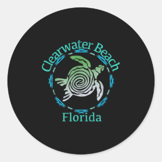 Clearwater Beach Vintage Tribal Turtle Gift  Classic Round Sticker