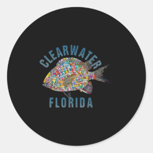 Clearwater, Florida Beach Design _ Souvenir Illust Classic Round Sticker