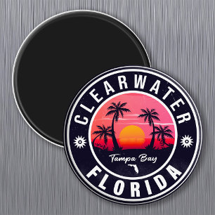Clearwater Florida Beach Retro Sunset Souvenirs Magnet