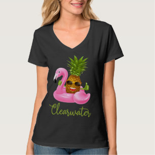Clearwater Florida Beach Tropical Flamingo Pineap T-Shirt