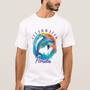 Clearwater Florida Happy Watercolor Dolphin T-Shirt