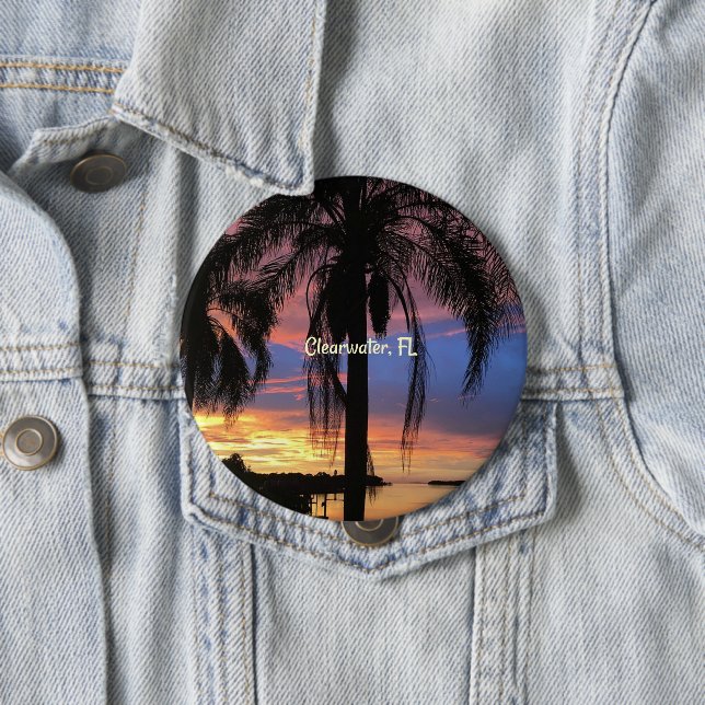 Clearwater, Florida landscape, palm trees, 10 Cm Round Badge (In Situ)