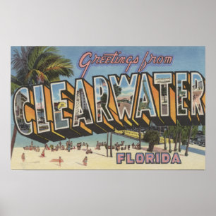 Clearwater, Florida - Large Letter Scenes 2 Poster