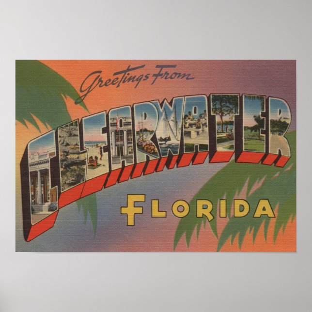 Clearwater, Florida - Large Letter Scenes 3 Poster (Front)