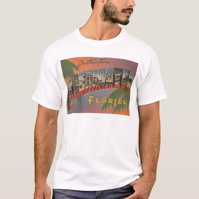 Clearwater, Florida - Large Letter Scenes T-Shirt (Front)