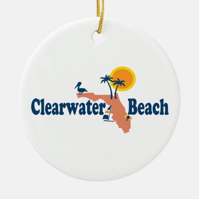 Clearwater Florida - Map Design. Ceramic Tree Decoration (Front)