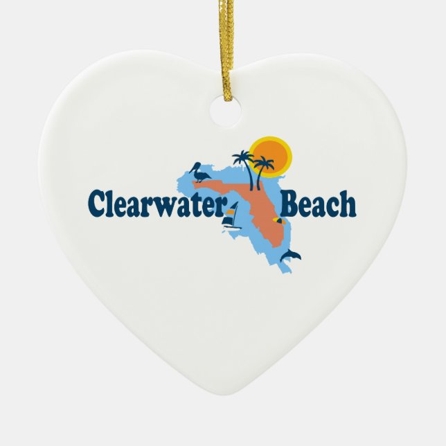 Clearwater Florida - Map Design. Ceramic Tree Decoration (Front)
