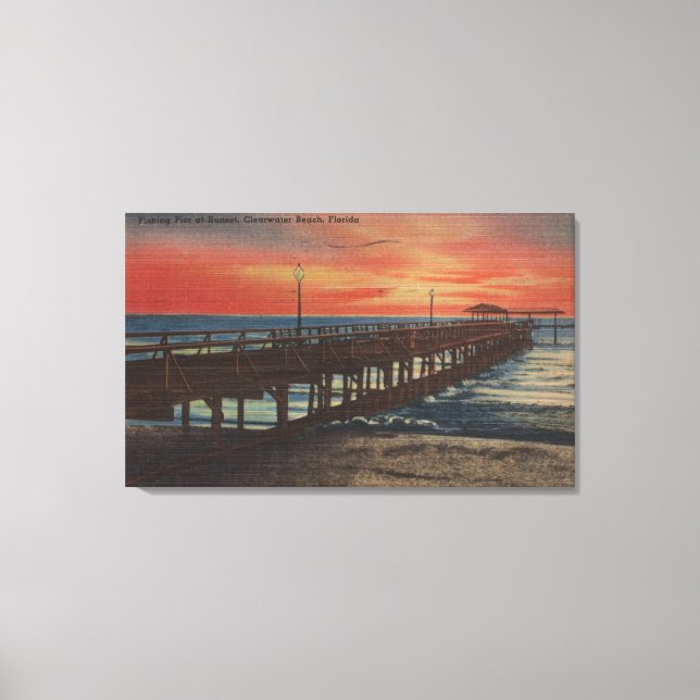 Clearwater, Florida - Sunset View of Fishing Pie Canvas Print (Front)