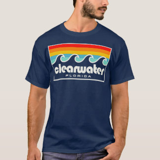 Clearwater Florida Tampa Bay Retro Sunset Waves T-Shirt