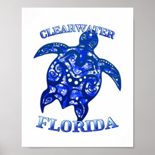 Clearwater Florida Vacation Tribal Turtle Poster