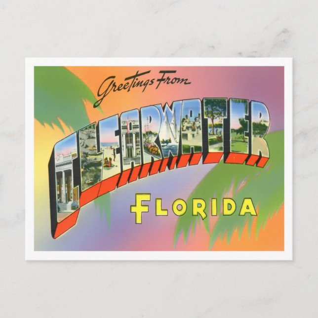 Clearwater, Florida Vintage Big Letters Postcard (Front)