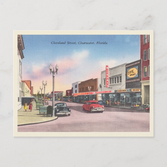 Clearwater, Florida vintage street scene Postcard (Front)