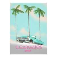 Clearwater Florida vintage style travel poster