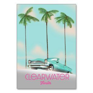 Clearwater Florida vintage style travel poster Table Number