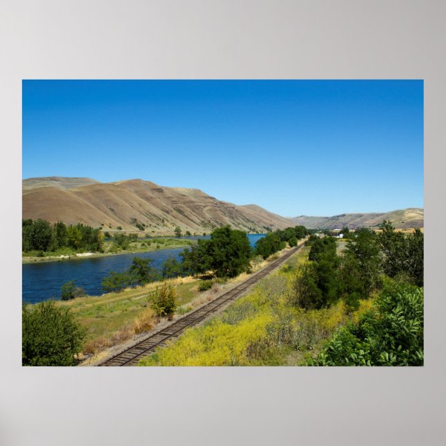 Clearwater River and BG&CM Railroad Tracks, Idaho Poster (Front)