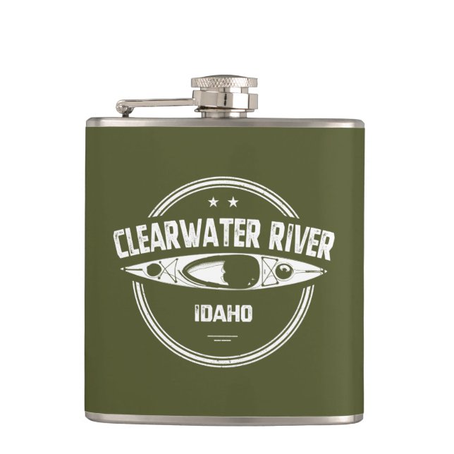 Clearwater River Idaho Kayaking Hip Flask (Front)