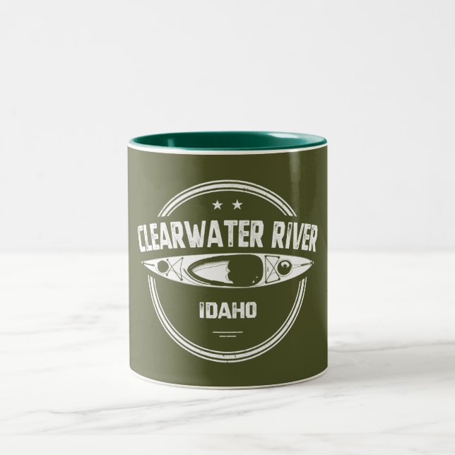 Clearwater River Idaho Kayaking Two-Tone Coffee Mug (Center)