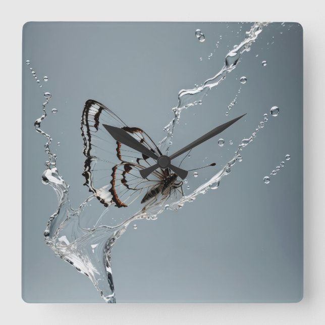 Clearwing Butterfly In Water Square Wall Clock (Front)
