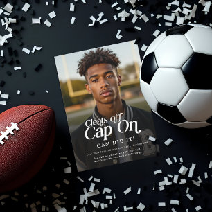Cleats off Cap On Athlete Graduation Announcement