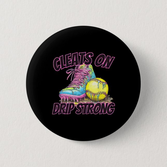 Cleats On Drip Strong Softll Drip Softll Mom Retro 6 Cm Round Badge (Front)