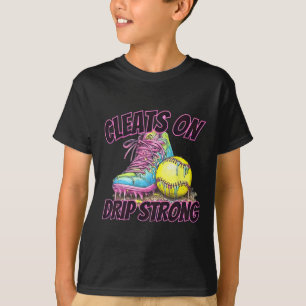 Cleats On Drip Strong Softll Drip Softll Mom Retro T-Shirt