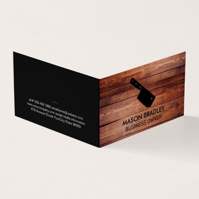 Cleaver Knife | Wooden Boards Business Card (Outside)
