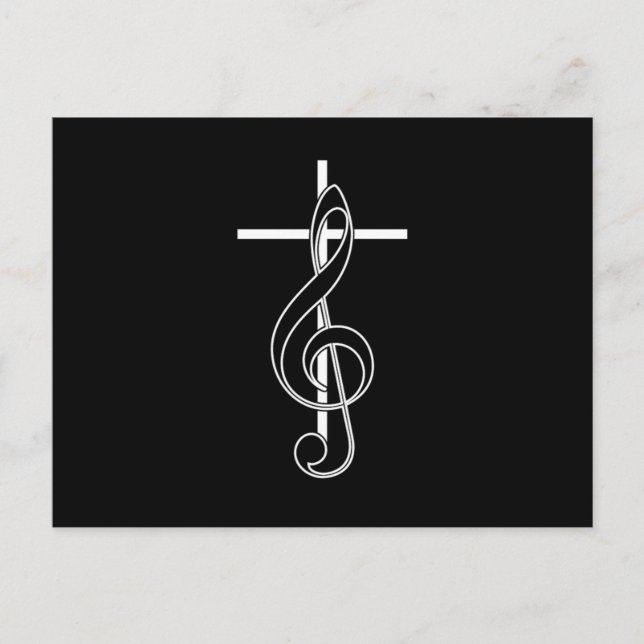 Clef Cross Church Choir Chorus Choral Music Gift Postcard (Front)