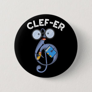 Clef-er Funny Music Pun 6 Cm Round Badge