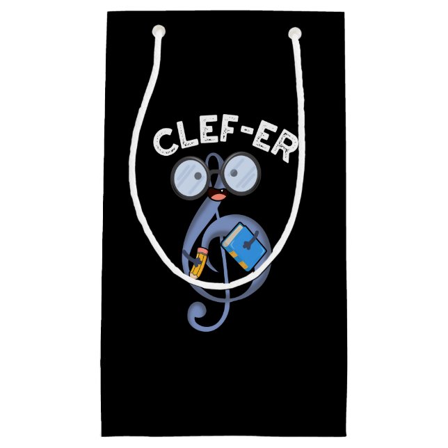 Clef-er Funny Music Pun  Small Gift Bag (Front)