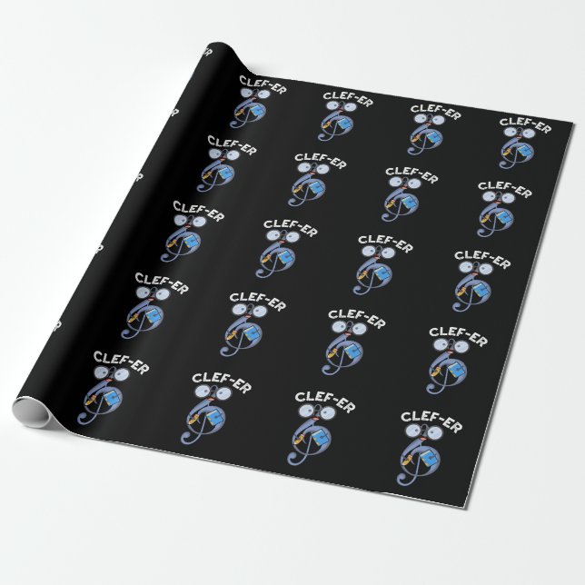 Clef-er Funny Music Pun  Wrapping Paper (Unrolled)
