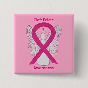 Cleft Palate Awareness Hot Pink Ribbon Angel Pins