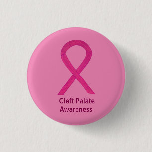 Cleft Palate Awareness Hot Pink Ribbon Button Pins