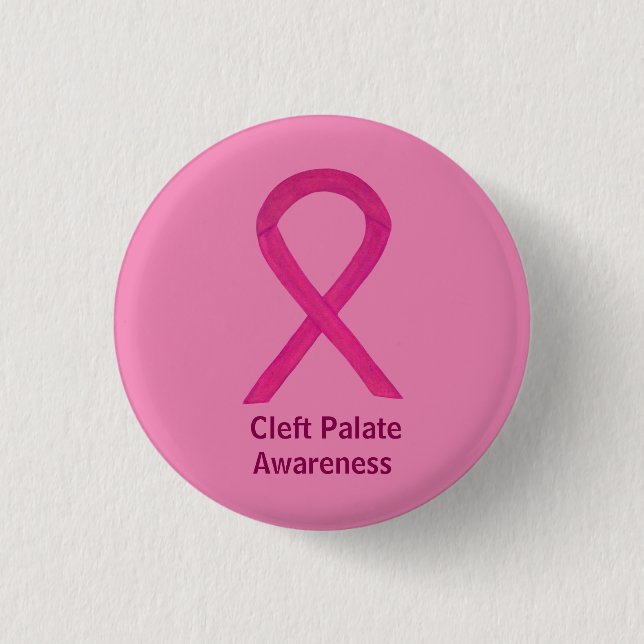 Cleft Palate Awareness Hot Pink Ribbon Button Pins (Front)