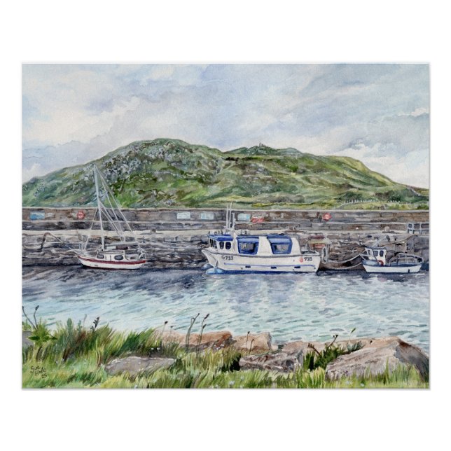 Cleggan Harbor, Connemara, Galway Glossy Poster (Front)