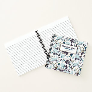 Clematis Elegant Blue Brown Vacation Rental Notebook