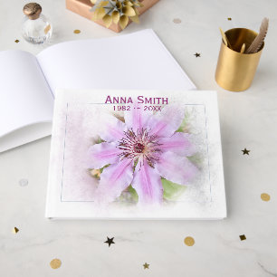 Clematis Flower for Memorial Service Guest Book