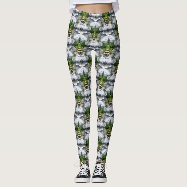 Clematis Flower Nature Abstract Pattern Leggings (Front)