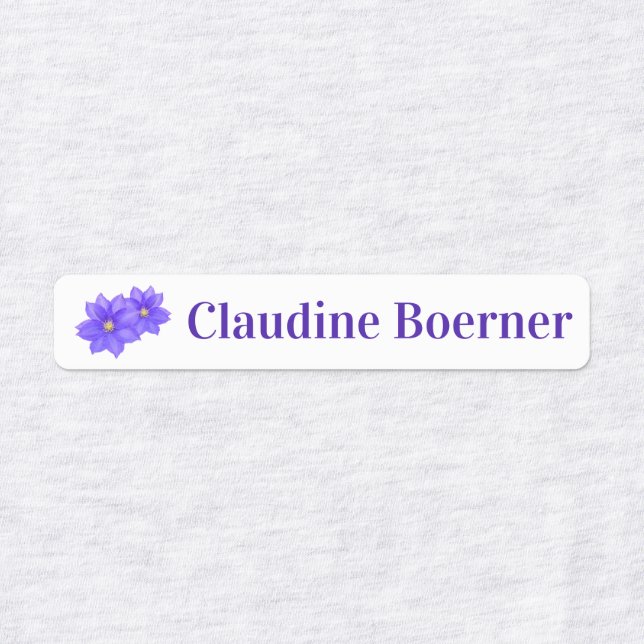 Clematis Flowers Iron On Labels (Design 1)