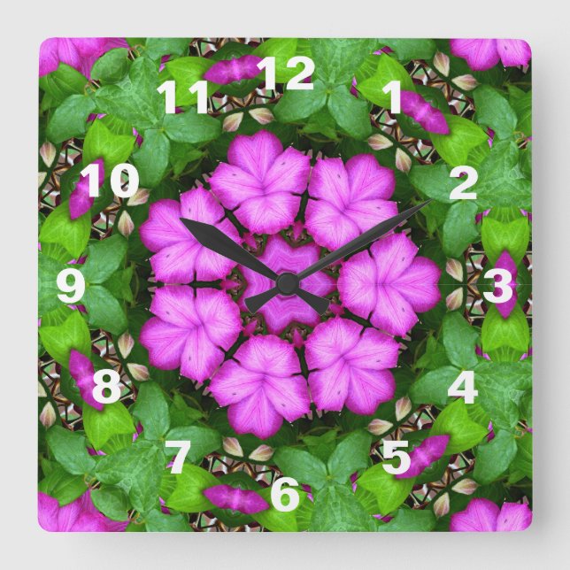 Clematis Kaleidoscope Square Wall Clock (Front)