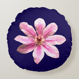 Clematis Nelly Moser Round Cushion