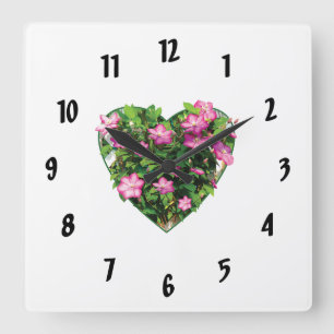 Clematis on a Trellis Square Wall Clock