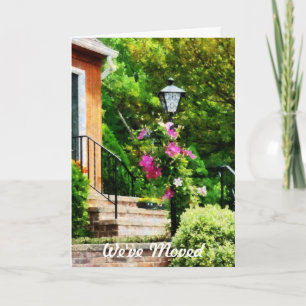 Clematis on Lamp Post - We've Moved Card
