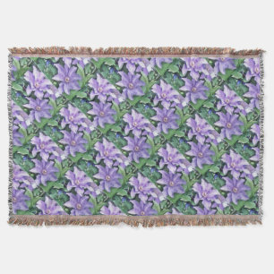 Clematis Purple Throw Blanket
