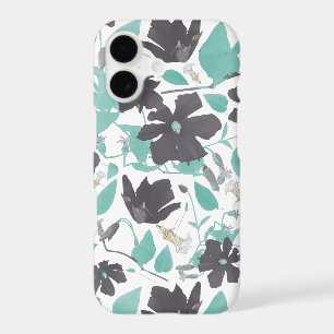 Clematis Teal Watercolor Flowers