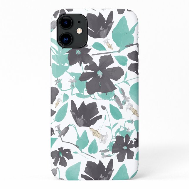 Clematis Teal Watercolor Flowers Case-Mate iPhone Case (Clematis Teal Watercolor Flowers Case-Mate iPhone Case from Studio Posies. )