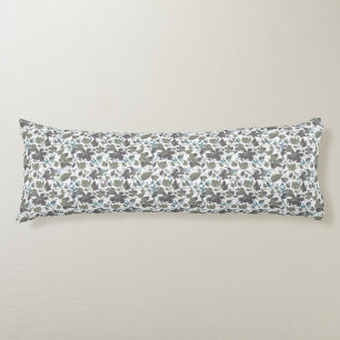 Clematis Vine Flowers Green Blue Watercolor Body Cushion