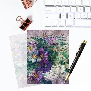Clematis Vine Handwriting Ephemera Scrapbook Paper