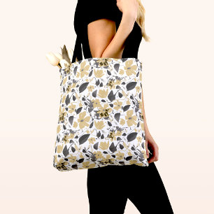 Clematis Vine Yellow Grey Flowers Shopping Tote Bag