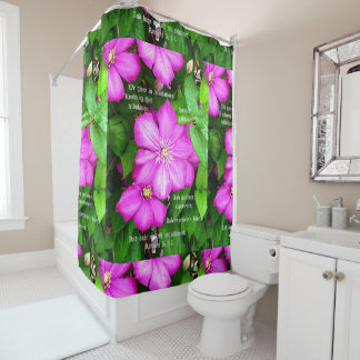 Clematis with Romans 5:3-5 Shower Curtain
