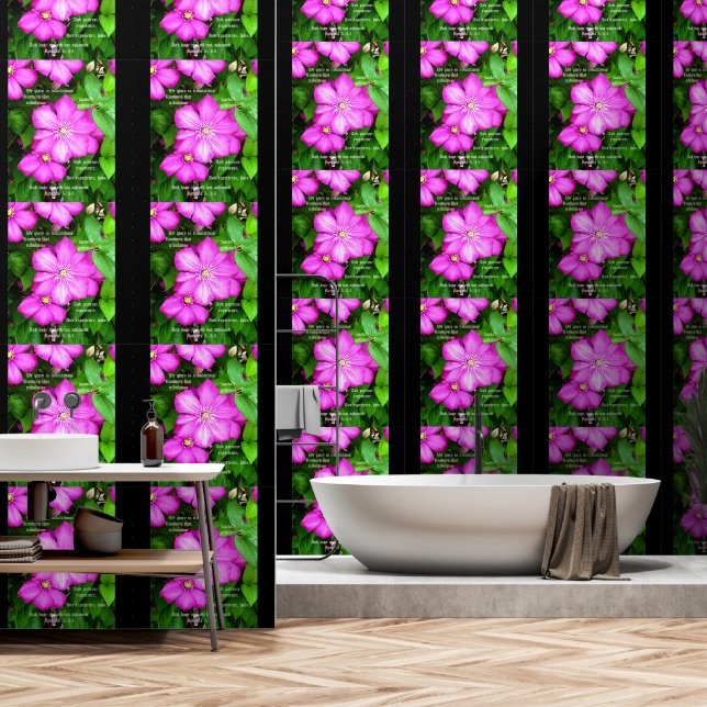 Clematis with Romans 5:3-5 Wallpaper (Bathroom)
